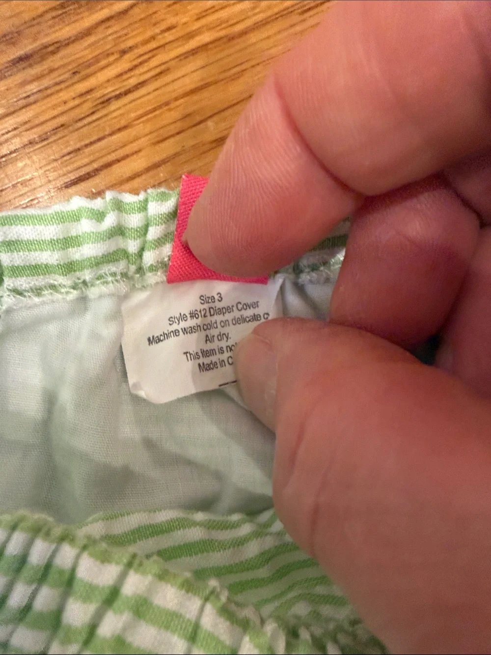Monogrammed Green Stripe Diaper Cover with Pink Embroidery CBB